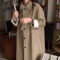 Khaki windbreaker coat womens spring and autumn 2021 new long little man early autumn Korean coat temperament
