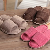 Wooden floor Old Beijing Summer linen soft bottom linen slippers summer thick bottom fabric cotton and linen men breathable women