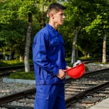 Демисезонный хлопковый синий износостойкий комбинезон, увеличенная толщина, делается под заказ