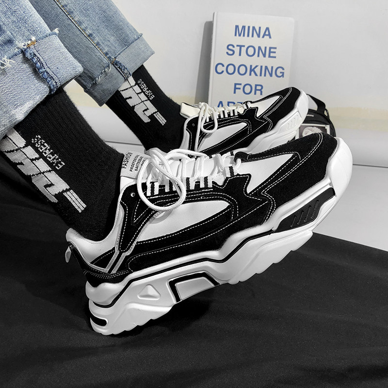 Ins Super Fire Harajuku Sneakers Boys Casual Wild White Black Old Shoes Net Red Hot Style Trendy Shoes Hong Kong Style