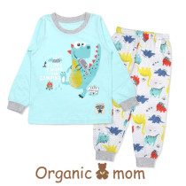  organic mom Korea 2020 spring and Autumn boys and children dinosaur home underwear set Childrens clothing 55-75