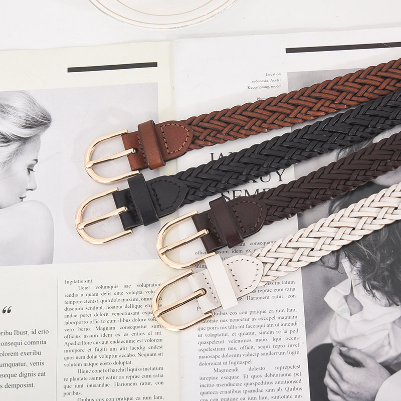 Belt Lady Brief about 100 hitch Han version Woven Retro Bf Wind Hand Braiding Individuality Tidal Jeans Belt Women Decorations