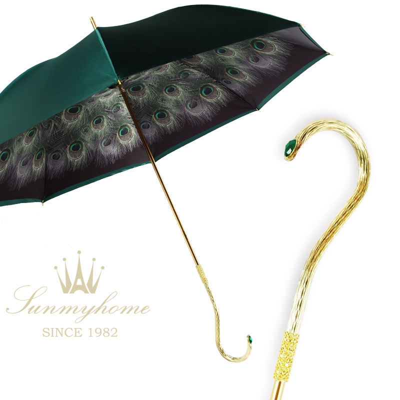 Sunmyhome ® Peacock Long-Handled Double-Layer Umbrella, Women's Sun Umbrella, Retro Parasol, High-End Palace Light Luxury Umbrella
