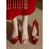 Красные свадебные туфли, обувь, высокий традиционный свадебный наряд Сюхэ для невесты, свадебное платье для беременных, 2025 года