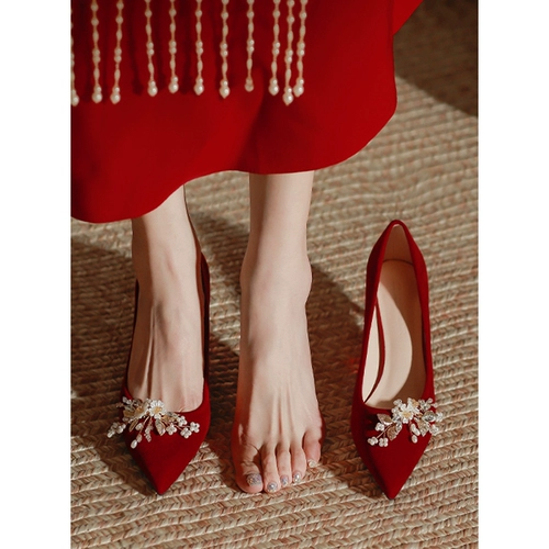 Красные свадебные туфли, обувь, высокий традиционный свадебный наряд Сюхэ для невесты, свадебное платье для беременных, 2025 года