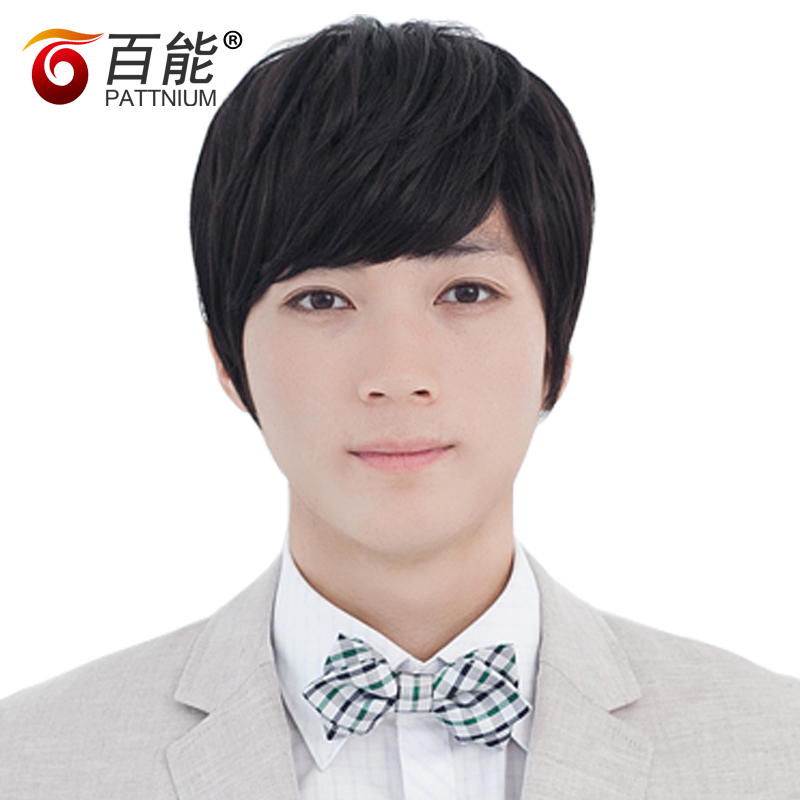 High-end full hand woven incognito delivery needle hair transplant Young men's real hair simulation scalp wig set Men's short wig