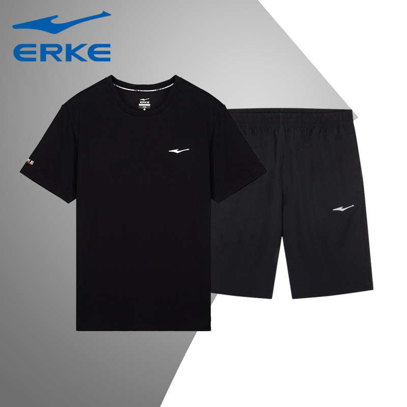 Hon Stark sports suit men's 2022 new summer breathable short sleeve semi-sleeve sports shorts Two sets of men's clothing