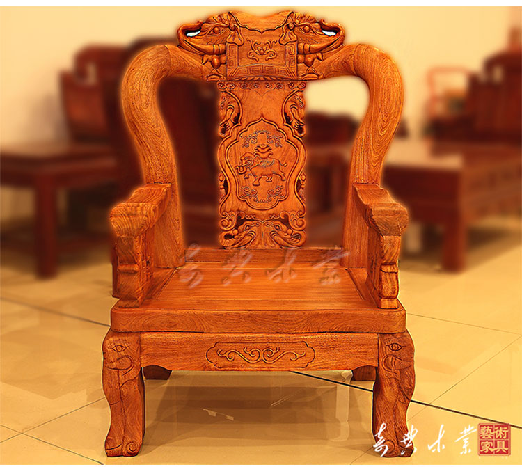 Dongyang gỗ gụ nội thất gỗ hồng mộc Miến Điện sofa đầu voi đặt 10 bộ gỗ gụ trái cây lớn gỗ hồng mộc đơn - Bộ đồ nội thất sofa gỗ đơn giản