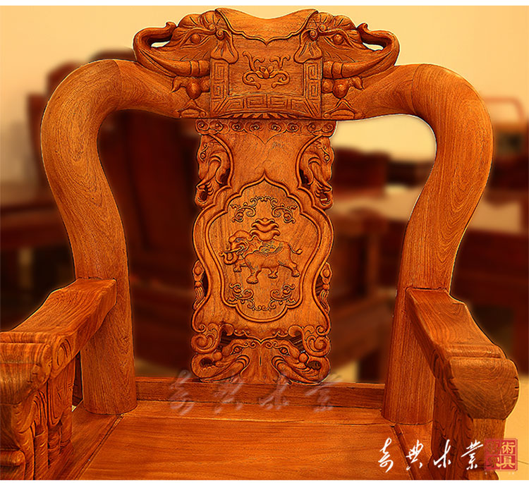Dongyang gỗ gụ nội thất gỗ hồng mộc Miến Điện sofa đầu voi đặt 10 bộ gỗ gụ trái cây lớn gỗ hồng mộc đơn - Bộ đồ nội thất sofa gỗ đơn giản