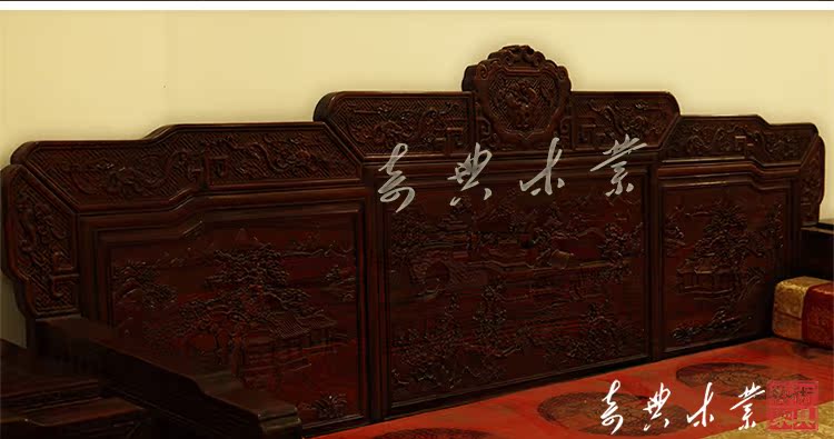 Dongyang mahogany nội thất Lào sofa gỗ hồng đỏ Sofa gỗ cổ xưa Han Gong Chunxiao sofa 11 bộ - Bộ đồ nội thất nội thất thông minh