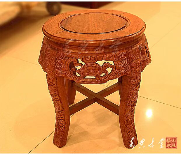 Đông Dương gỗ gụ nội thất gỗ hồng mộc Miến Điện trống bàn trống bàn chạm khắc rồng tròn bàn Ming và Qing cổ điển giải trí bàn khuyến mãi - Bộ đồ nội thất kệ phòng khách