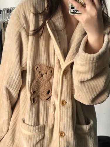 Коралловый бархатный лебедь, зимняя высококачественная бархатная пижама, 2024 года, увеличенная толщина