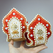 New flame teething performance Song Ming Dynasty Canopy Xias Han Wedding Shoes Flowers Inter wine Non Spot with construction period Strap Heightening