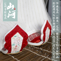 Mountain River Show Fishing Songs Late Hand-painted Tang Made of Qiaozi Pectoral Han Fu Shoes heightening without tired feet and shallow lipstick heel