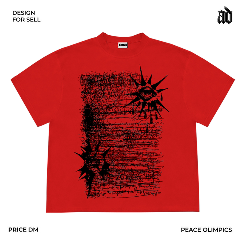 American Style 260g Heavyweight! Y2K Subculture Red Short-Sleeve Visual Gothic Style Unisex Cool Niche Streetwear