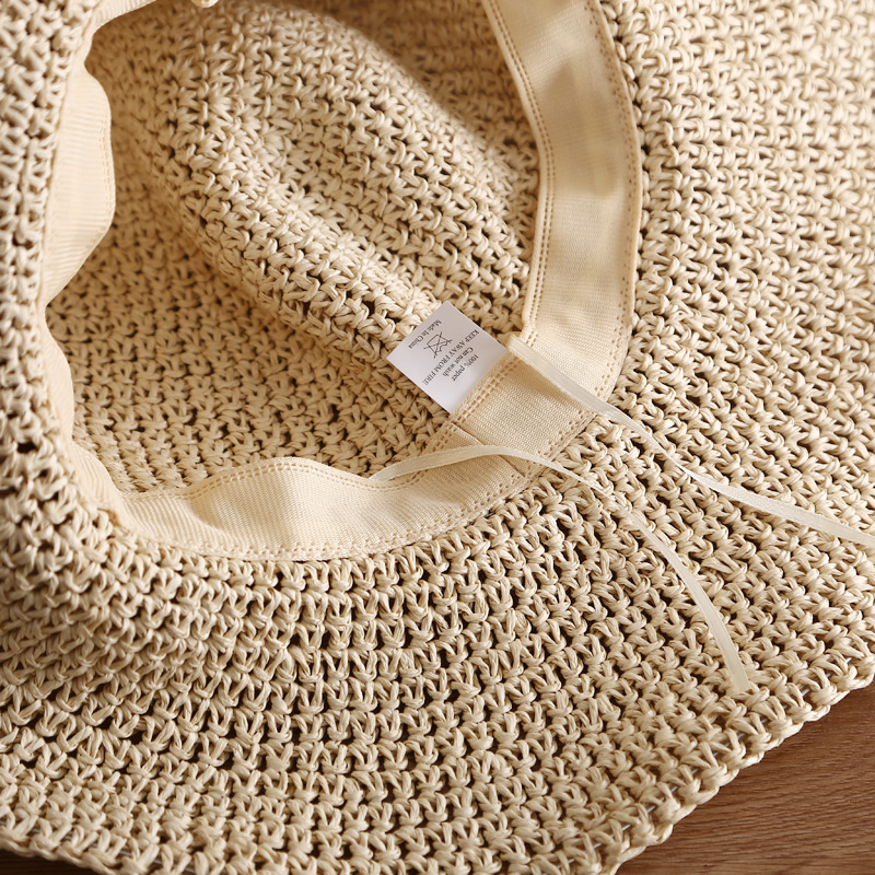 Daily Occasion Papyrus Material Women's Simple Style Bow Knot Braid Wide Eaves Straw Hat