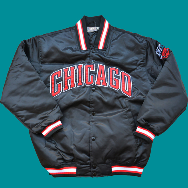 American Retro Chicago Basketball Baseball Uniform Jacket Loose Large Size Autumn and Winter Cotton Coat