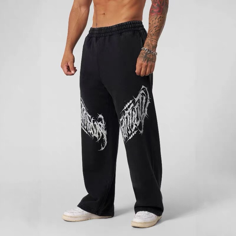 Youngla American Style New Men's Sports Pants Jogging Muscle Fitness Embroidered Straight Casual Long Pants