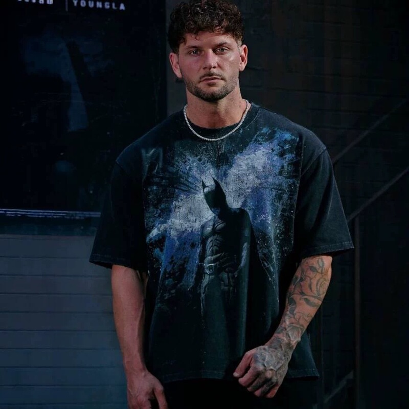 Youngla Batman Series American Trendy Street Print Large Size Loose Fitness Sports T-Shirt Men's Short Sleeves Youngla Batman Series American Trendy Street Print Large Size Loose Fitness Sports T-Shirt Men's Short Sleeves