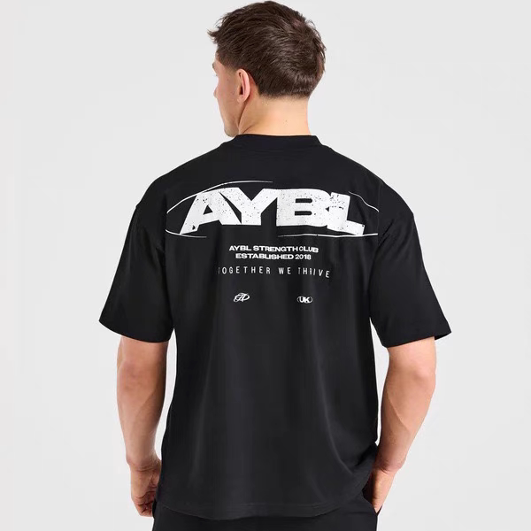 Aybl American Style New Men's Oversized T-Shirt Fitness Sports Cotton Round Neck Short-Sleeved Training Wear T-Shirt Aybl American Style New Men's Oversized T-Shirt Fitness Sports Cotton Round Neck Short-Sleeved Training Wear T-Shirt