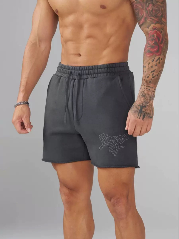 Youngla New Summer Men's Shorts Sports Fitness Casual Shorts Terry Fabric Embroidered Shorts