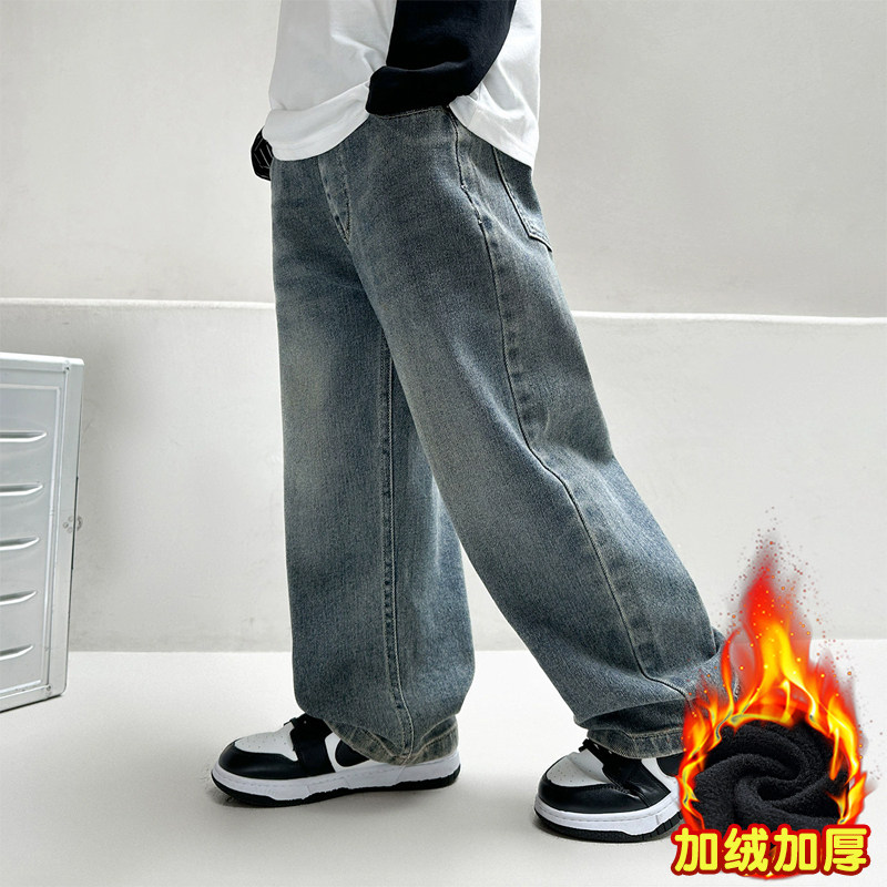 Детская одежда, детская осенняя одежда, джинсы для мальчиков, брюки, повседневные весенние и осенние брюки для мальчиков, новая корейская версия тренда прямых брюк 2025 года