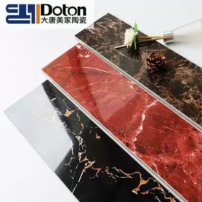 Dark brick waveguide wire tile 800X110 round edge straight side skirting line skirting board walking edge line Black golden flower floor tiles