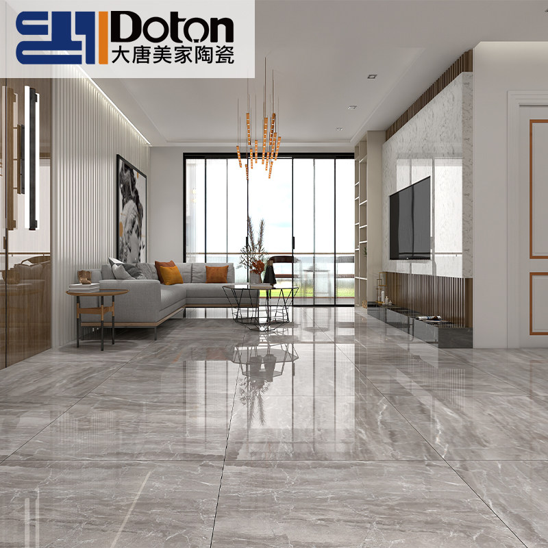 Explosion-style gray whole body marble tiles 800x800 living room floor tiles Non-slip floor tiles background wall modern style