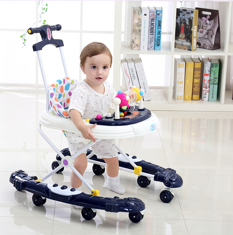 Baby Walker đa chức năng Rollover có thể gập lại nam Baby Girl 7-18 tháng đẩy tay trẻ em