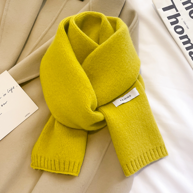 Knitted Wool Scarf for Girls in Autumn and Winter, Pure Ginger Yellow, Lemon Yellow, Mustard Yellow, Bright Yellow, Short and Thick Neck Warmer for Children Knitted Wool Scarf for Girls in Autumn and Winter, Pure Ginger Yellow, Lemon Yellow, Mustard Yellow, Bright Yellow, Short and Thick Neck Warmer for Children