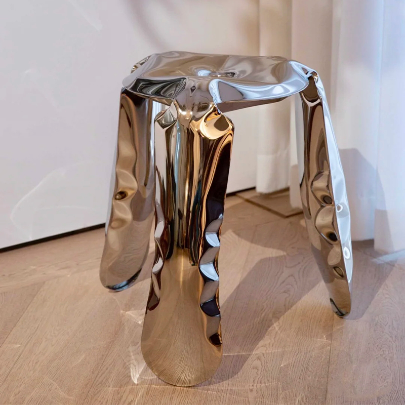 ins modern designer stainless steel balloon stool art design metal three-legged shoe-changing low stool inflatable round stool