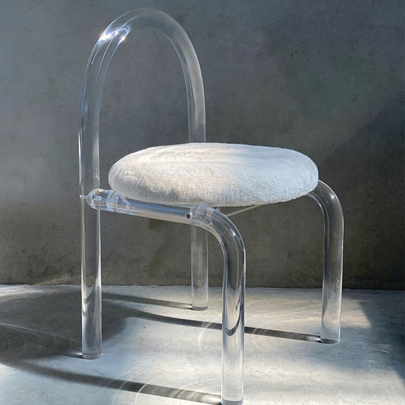 Makeup chair Bedroom net red crystal acrylic backrest dining chair designer Single organic glass Civil live-in dressing chair