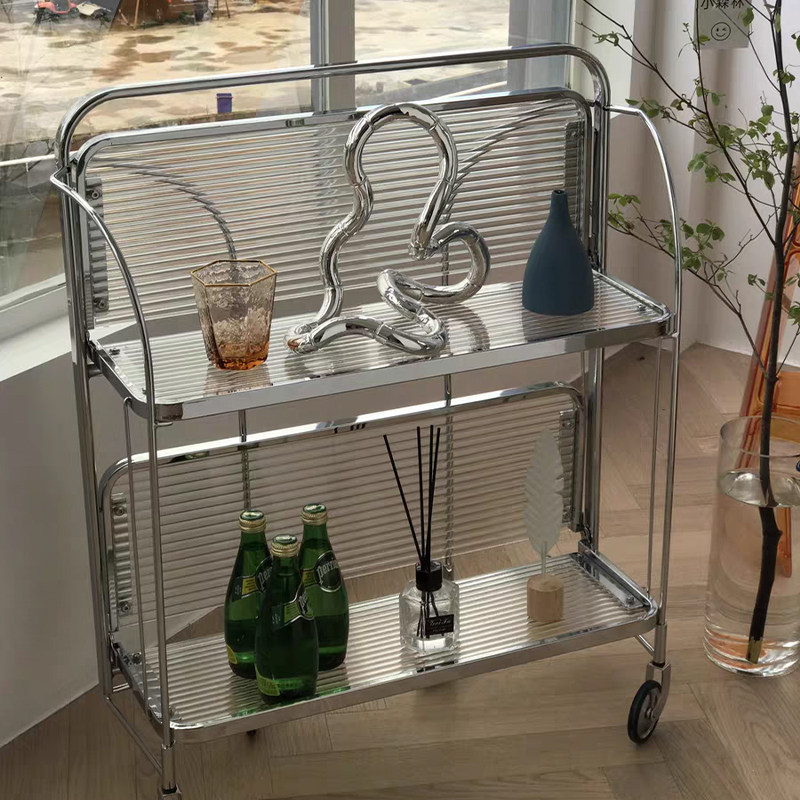 Medieval folding cart multilayer shelve Multi-functional containing sofa edge a few designer light and luxurious moving dining car