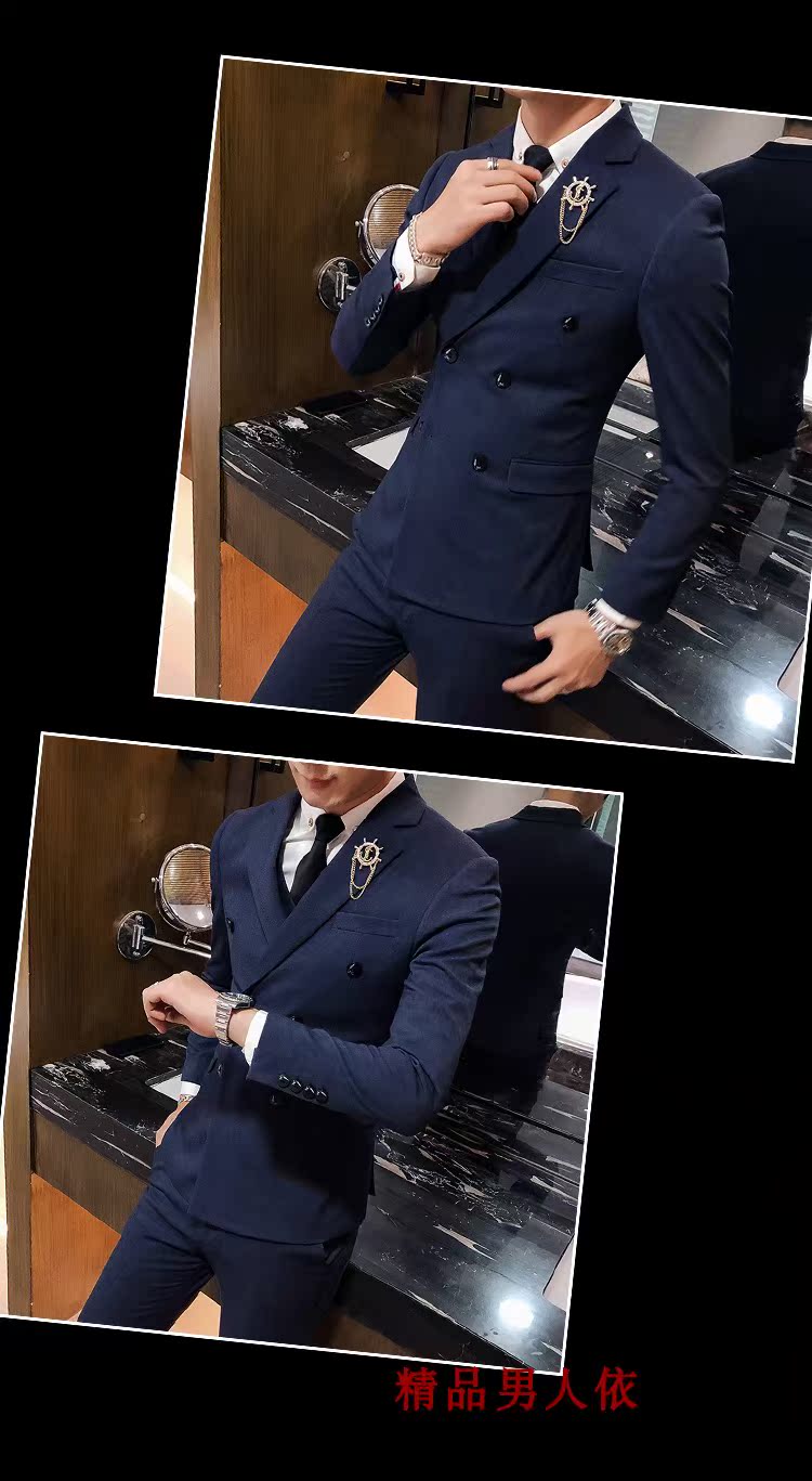 Bộ đồ đôi nam thu đông phù hợp với bộ đồ ba mảnh nam giới phiên bản Hàn Quốc của một bộ thủy triều sinh viên đẹp trai áo vest dạ nam