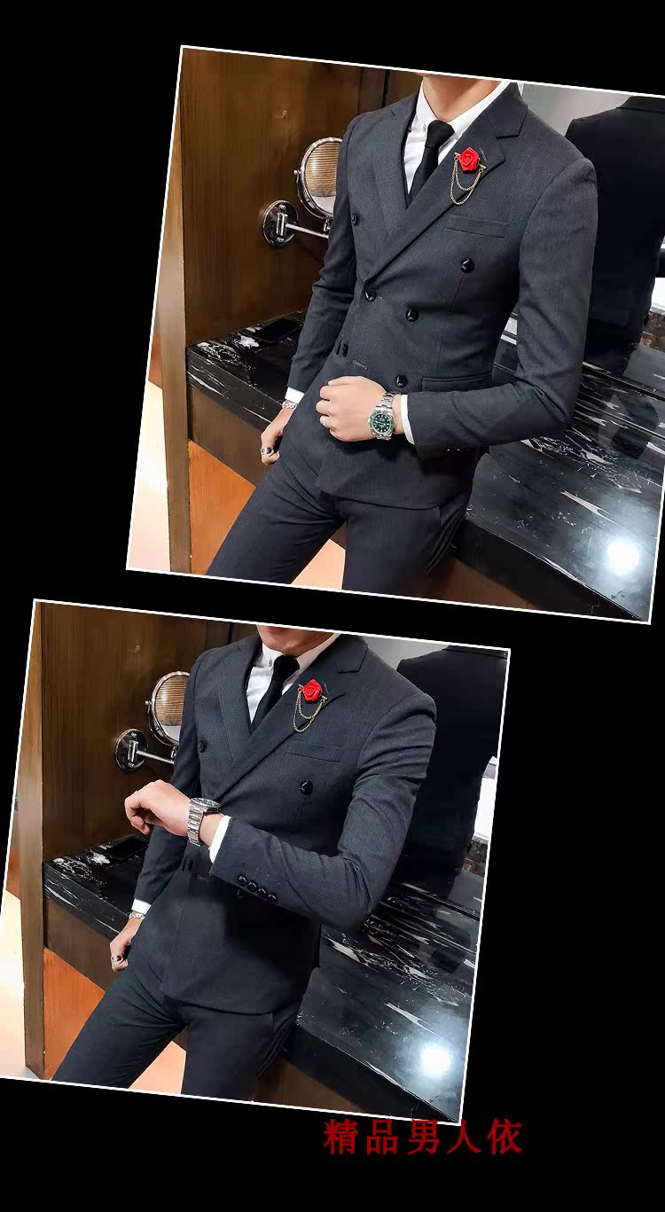 Bộ đồ đôi nam thu đông phù hợp với bộ đồ ba mảnh nam giới phiên bản Hàn Quốc của một bộ thủy triều sinh viên đẹp trai áo vest dạ nam