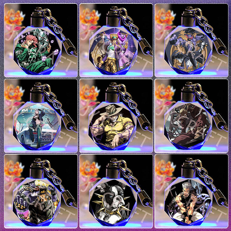 JoJo's Bizarre Adventure Crystal Keychain, Jotaro Kujo Yoshikage Kira Backpack Hanging Accessory, Gift for Friends