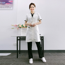 Korean version white coat of white coat doctors clothes in long style short sleeve beauty salon uniform dentist medical orthopedic hospital work clothes