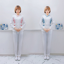 Han Style Upscale Nurse Clothing Suit for Body Shatterflower Printed Autumn Winter and Mother-in-law Care Dental Medical Workwear