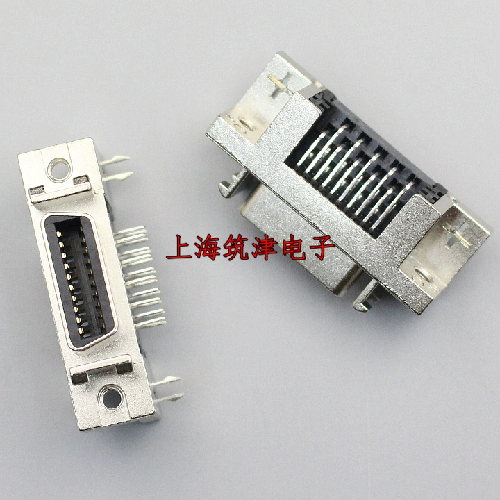 Đầu nối servo SCSI-26P 26 chân DR nữ loại máng ngang Chân cong 90 độ ổ cắm máy in tấm hàn