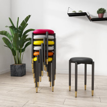 Nordic Leather Round Stool Home Light Lavish Bench Mesh Red Dresser Dresser Fashion minimalist Shoe Bench stackable