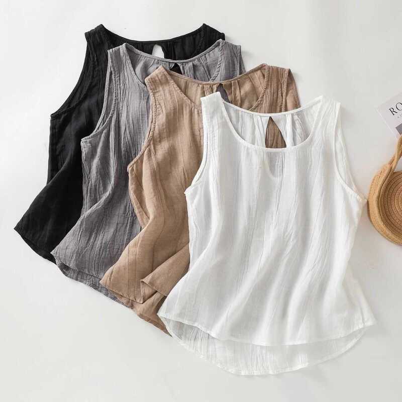 Cotton and Linen Vest, Summer Solid Color, New Large Size, Loose Fit, Sleeveless, Versatile, Casual Camisole, Thin Top