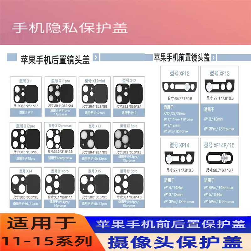 Apple iPhone 1412 Front and Rear Camera Special Privacy Cover Sticker to Prevent Hackers from Peeking and Protect Privacy Lens Slider Sticker