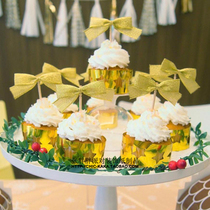 Zhang Pangpang Party Atmosphere Gold Handmade Bow Cup Cake Decorative Plug-in Ten Pack