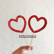 Bright Red Love Plug-in Red Dessert Table Bright Crystal Diamond Love Cake Plug-in Creative Dessert Decoration