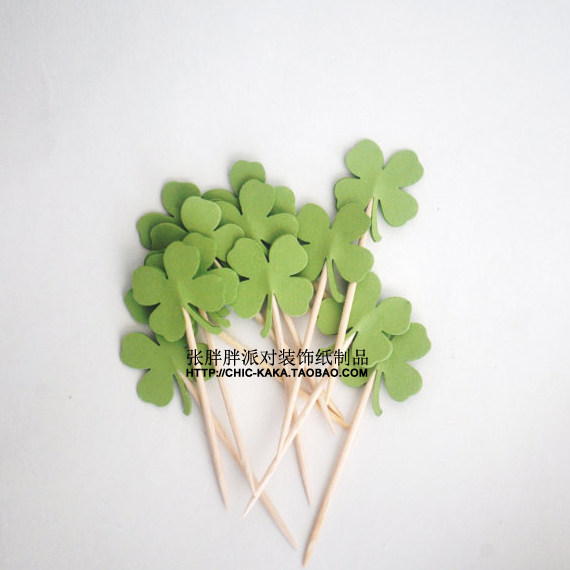 Four-leafed grass green cake inserts decorated with inserts for food inserts-Taobao