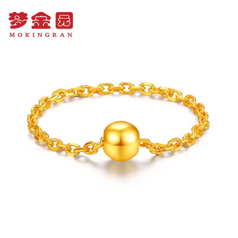 Dream gold Garden gold ring Small gold beads Full gold transfer bead tail ring Vegetarian gold birthday gift to the lady