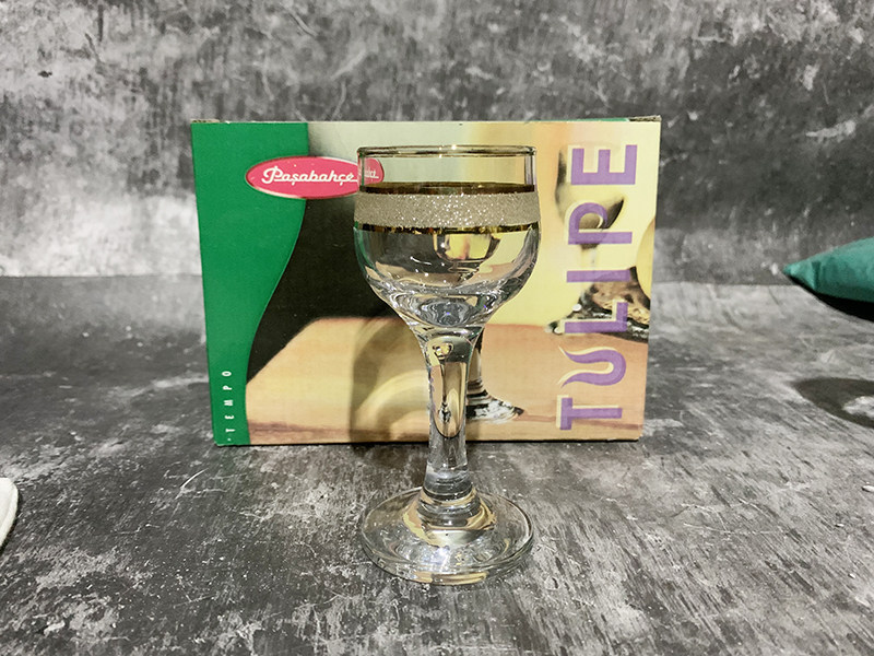 Ликер Cup 清仓特价土耳其帕莎原装进口无铅玻璃镀金边白酒杯白酒盅一盒六只 Pasha