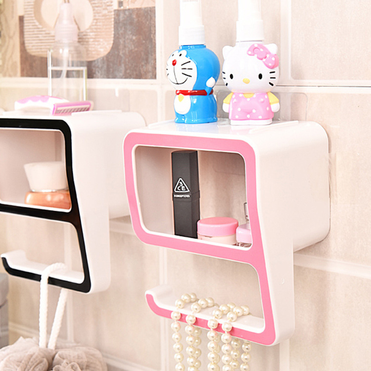 Make-up room bathroom rack wall-mounted supplies utensils toilet wall-mounted toilet free punching suction wall storage shelf