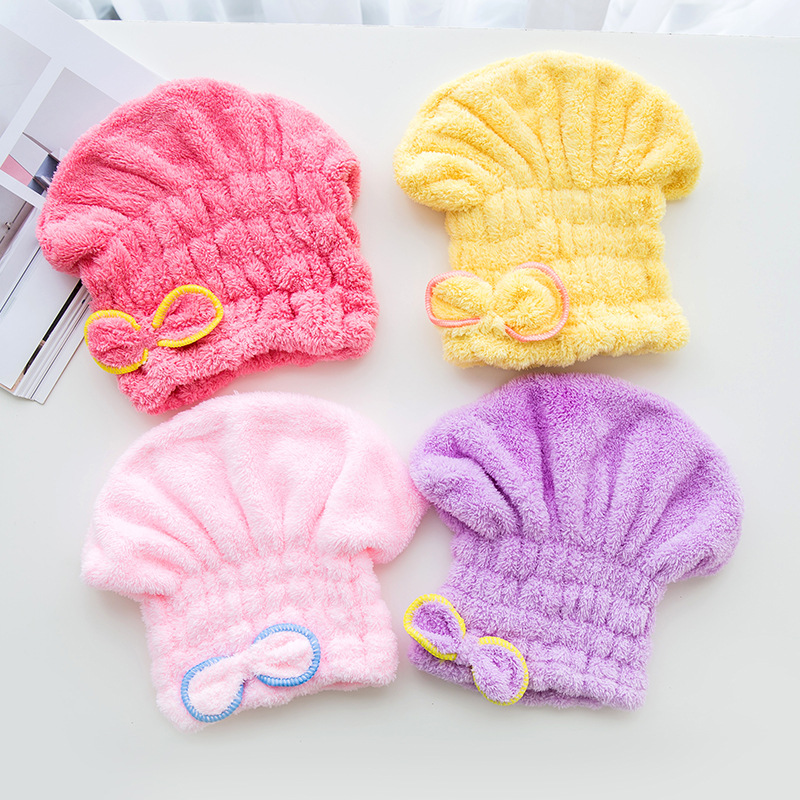 Home butterfly knot thickened fine fibre dry hair cap absorbent bath cap dry hair scarf bag headscarf