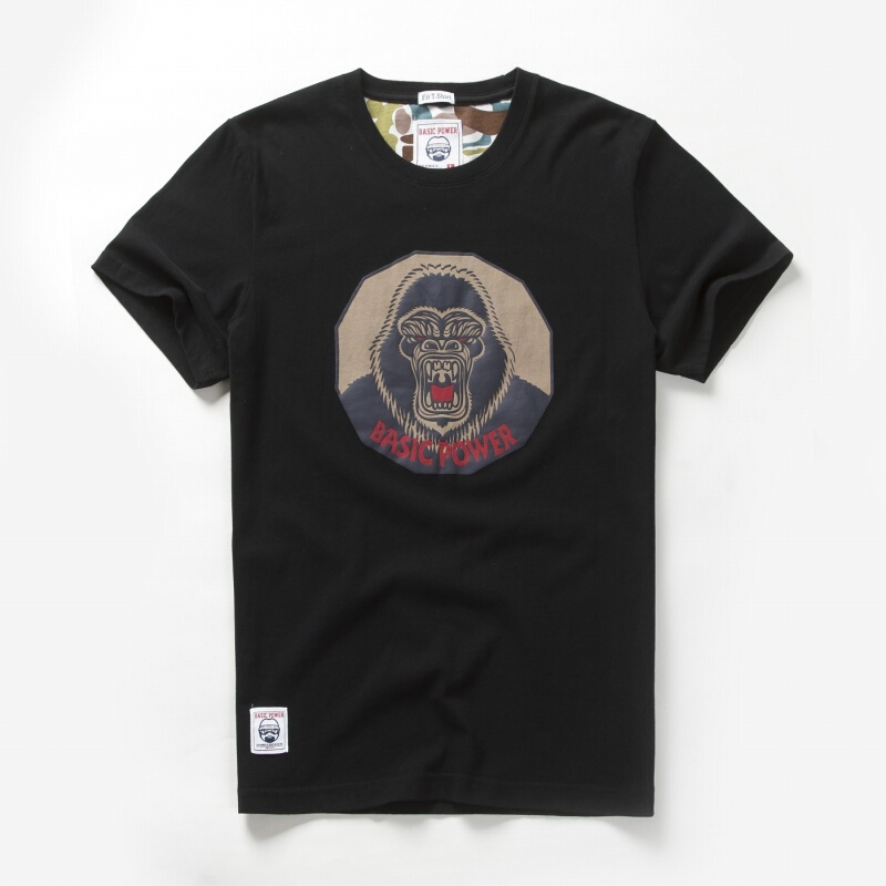 Basic Power Summer Men's Short-Sleeved T-Shirt Fashion Trendy Pure Cotton Couple's Brushed Casual New Style Gorilla Basic Power Summer Men's Short-Sleeved T-Shirt Fashion Trendy Pure Cotton Couple's Brushed Casual New Style Gorilla